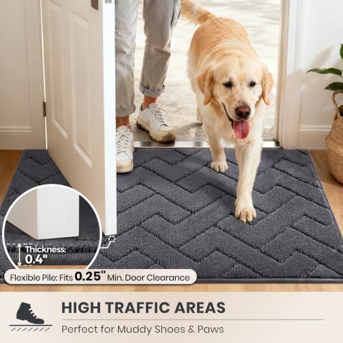 PURRUGS Grey Area Rug 48 x 72 Inches Low-Profile Durable Carpet