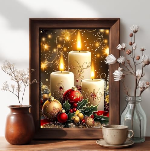CRZMODE Christmas Candle Diamond Painting Kit 12x16 Inch for Adults & Beginners