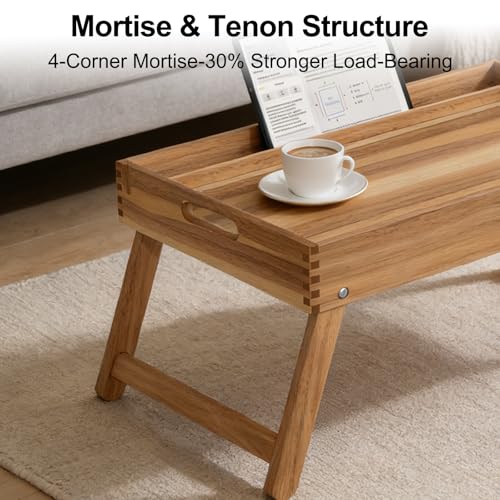 Acacia Wood Folding Bed Tray Table - Extra Large Breakfast in Bed Surface