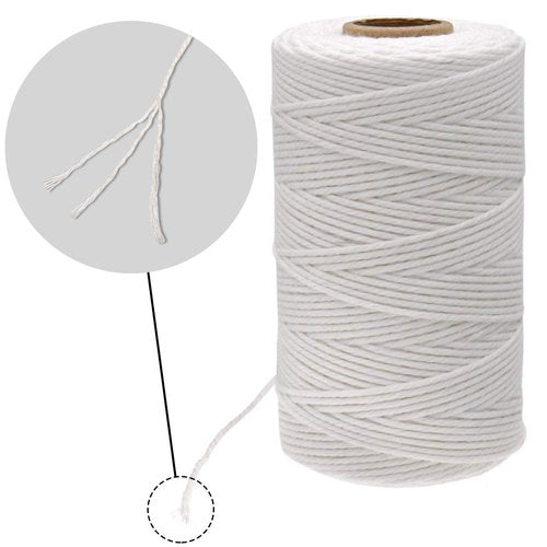 jijAcraft Butchers Twine - 328 Feet, 2mm Cotton Twine for Meat Trussing, Food Safe Kitchen Cooking and Baking, White Cotton String for Turkey, Sausage and More