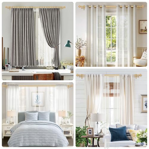 Gold Double Curtain Rod 36-153 Inch with Crystal Finials - Elegant Decor