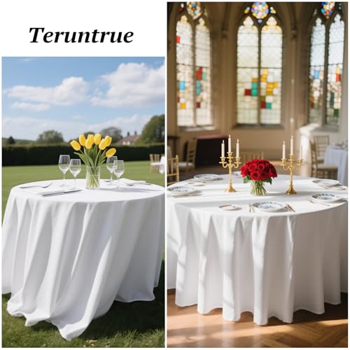 12-Pack White Round Tablecloths 120 Inch Washable Polyester for Weddings & Events - Variation of THIS listing