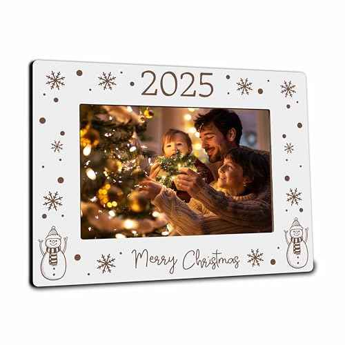2025 Christmas Photo Frame Fits The 4x6 Inches Picture - Christmas Wooden Frame Decoration For Home Office Party - Merry Christmas Snowman Decorative Keepsake - Holiday Picture Frame For Gifting - A03