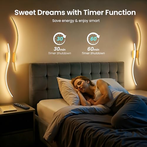 SyncGlow 10000mAh Battery Operated Wall Sconces Set of 2 - Gold, 39.4 Inch (Variation: Gold / 39.4in)