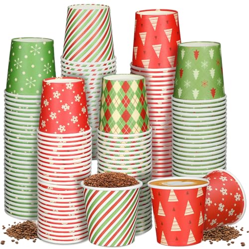 Maxcheck 300 Pack Christmas Disposable Paper Cups 4oz Holiday Party Drinkware