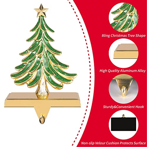 JUSTOTRY Christmas Stocking Holders for Mantle Gold & Green Xmas Tree Decoration