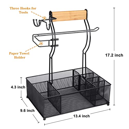 FANGSUN Grill Caddy with Paper Towel Holder - Black Outdoor BBQ Organizer