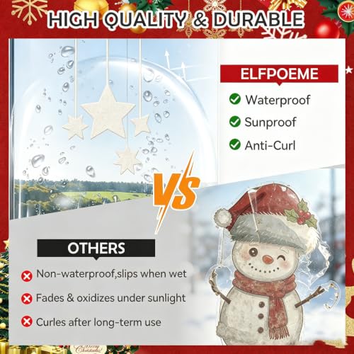 ELFPOEME Christmas Window Clings - Snowflake Xmas Ball Decorations, Holiday Party Large Window Stickers, Winter Wonderland Decals, Christmas Ball Variant