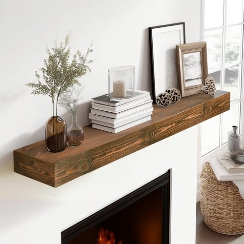 Floating Shelves 48 x 7 x 3 Inch Fireplace Mantel Brown - Heavy-Duty Wall Shelf