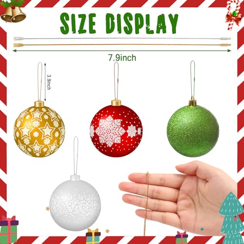 JUNEBRUSHS 600 Pack Christmas Ornament Hooks with Snap - Gold, Silver, Red, Green