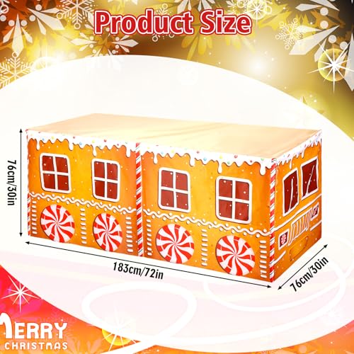 Oudain 6ft Gingerbread Man Christmas Tablecloth - Polyester, Rectangular 183x76 cm
