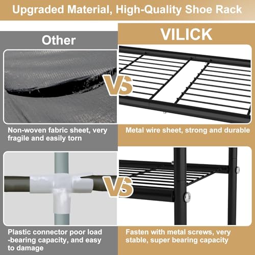 VILICK 4-Tier Shoe Rack 33" Wide Metal Organizer Long Storage with 4