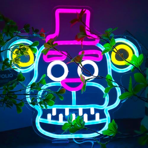Neon Sign Wall Decor - Fnaf Frendy LED Neon Lights for Kids Room, Party, Birthday, Christmas Gift - Bear001 Variation