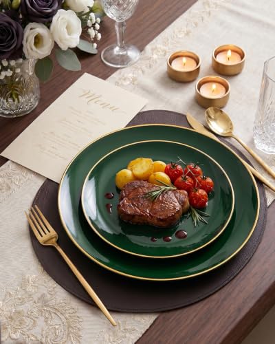Green Disposable Plates Set - 200PCS Includes 10-Inch Dinner & 7-Inch Dessert Plates for Christmas