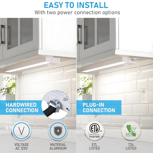 12-Inch LED Under Cabinet Light 4-Pack with Dimmable & 5 CCT Options - White