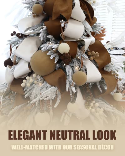 Sea Team 4-Pack 150mm Flocked Velvet Christmas Ornaments, Earth Tones
