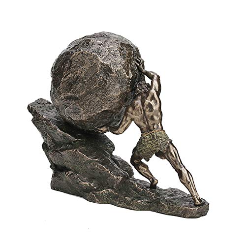Sisyphus and The Eternal Boulder Sculpture - Cold Cast Bronze Finish, 8 1/8 Inch - Home Decor