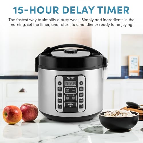 AROMA Professional 10-Cup Uncooked / 20-Cup Cooked Digital Rice Cooker & Slow Cooker with 10 Smart Modes