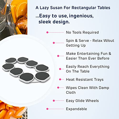 The Lazy Susan Revolution Dark Gray - Full Set Expandable Turntable for Rectangular & Oblong Tables