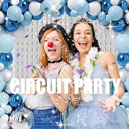 PADELO Silver Shimmer Wall Backdrop, Square Backdrop Curtain,2Pcs 3.3x6.6 Feet Silver Streamer Backdrop for Party Decorations