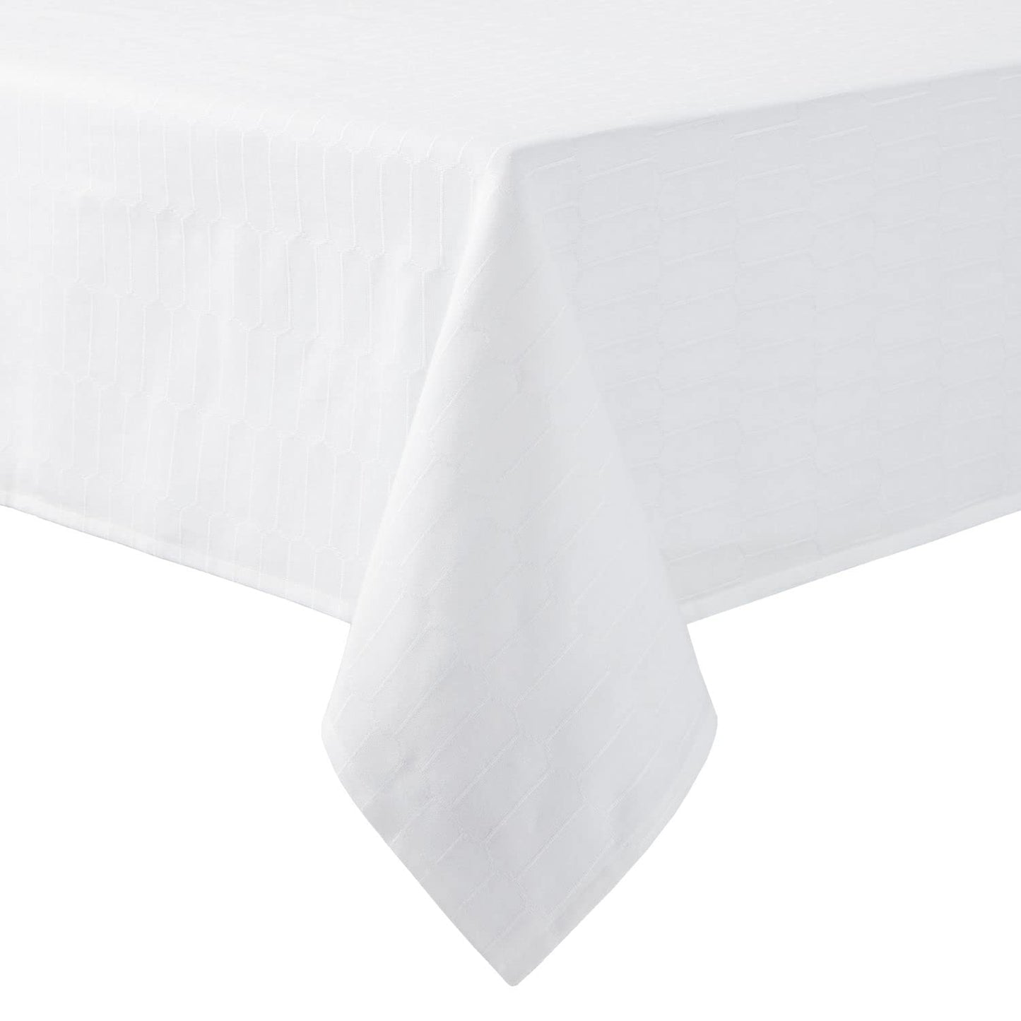 Martha Stewart Honeycomb Modern Farmhouse Polyester Cotton Rectangle Tablecloth, White, 60"x102"