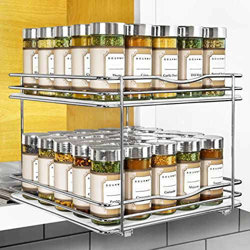 LYNK PROFESSIONAL Chrome Pull-Out Spice Rack for Cabinets 10-1/4" 2-Tier