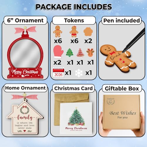 Diy Family Red Christmas Ornament 6-Inch Personalized Family of 5-15 with Names