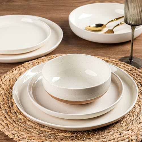 AmorArc Dinnerware Sets for 6, 18 Pieces Ceramic Plates and Bowls Set