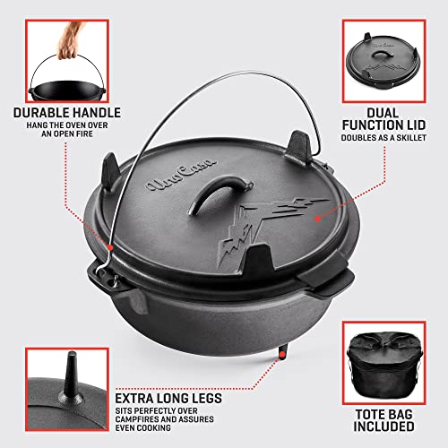 6 Qt Cast Iron Dutch Oven with Lid, Skillet, Tote & Accessories for Camping