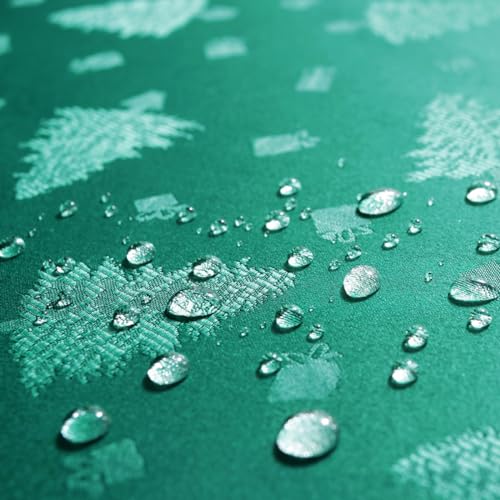 Honellaty Christmas Green Tablecloth 120x60 Inch Rectangular Jacquard Fabric Tree Pattern Holiday Decor