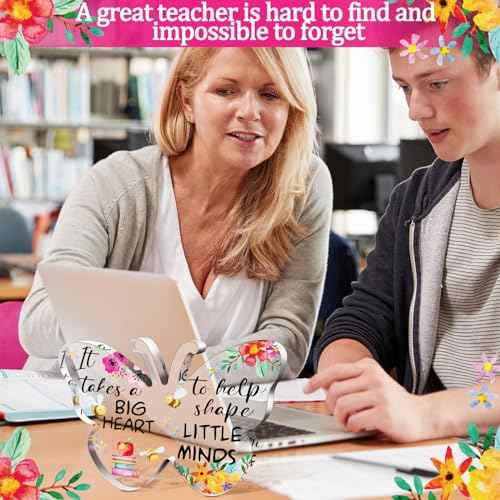 Christmas Teacher Appreciation Gifts for Women Acrylic Thank You Gift from Student for Office Desk Decor Paperweight Keepsake(Vivid Butterfly)