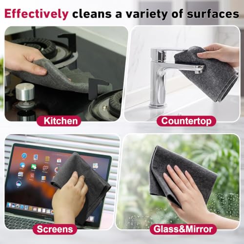 Witpiny 5-Pack Reusable Microfiber Cleaning Cloths for Windows, Mirrors, Stainless Steel, Car, Kitchen