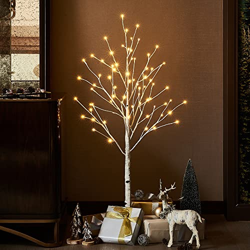 Hairui Lighted Birch Tree Plug in 4FT 72 LED White Twig with Lights