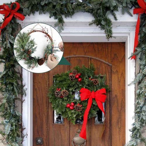 Jeyeou 50pcs Christmas Garland Ties 40cm Nylon Adjustable Wreath Hanger