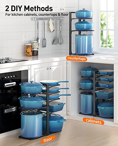 ORDORA 20.8-Inch Black Under Cabinet Pot and Pan Organizer - Adjustable, Heavy-Duty