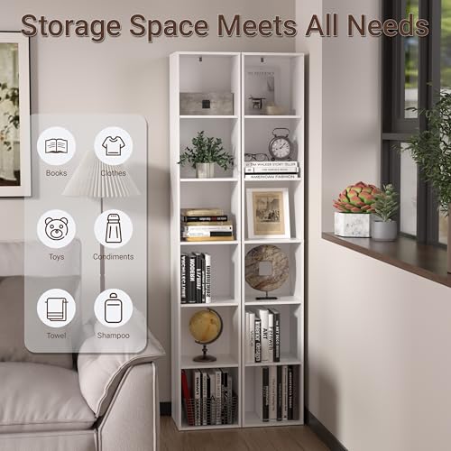 NewBeth White 6-Cube Storage Organizer - Modern Freestanding Shelving Unit for Living Room & Bedroom