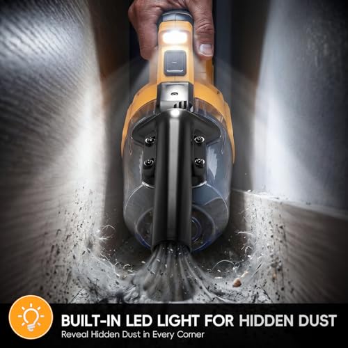 WISLET Cordless Handheld Vacuum Cleaner for DeWalt 20V Batteries - Yellow