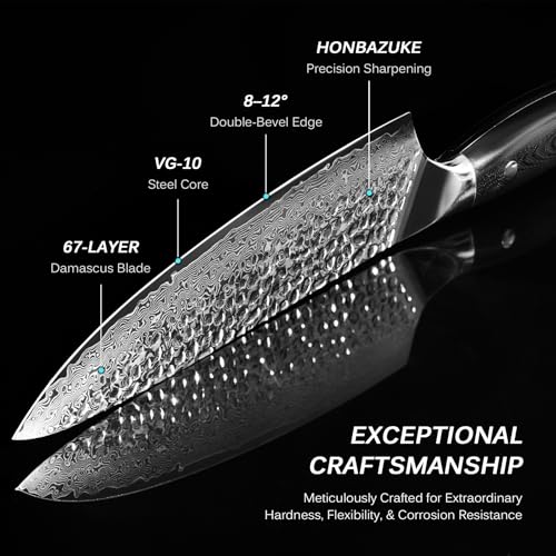 KYOKU 8-Inch Japanese Damascus Chef Knife - VG10 Steel, Sheath & Case