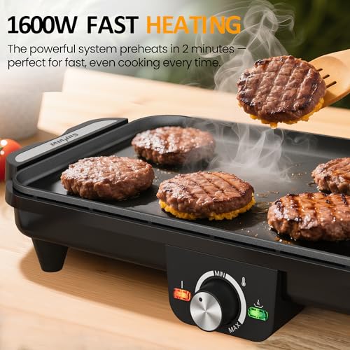 Sunvivi 38'' Large Electric Griddle with Nonstick Surface & Dual Temp Control