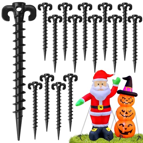Fabulas 16 Pcs Black Inflatable Stakes - 7.7 Inch Tent & Holiday Yard Anchors
