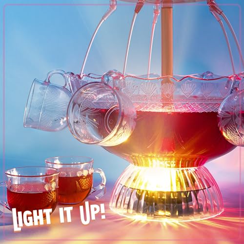 Deluxe Party Fountain 3-Tier 1.5-Gallon LED Lighted Beverage Dispenser with Cups