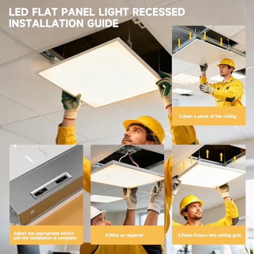 2 Pack 2x2FT LED Flat Panel Lights with 5 CCT Selectable, 4800LM, ETL Certified