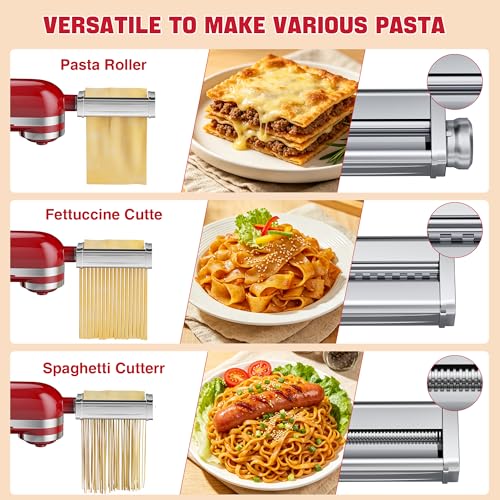 3PCS Pasta Maker Attachment for KitchenAid Stand Mixers - Stainless Steel Pasta Roller with Spaghetti & Fettuccine Cutter - Variation of THIS listing