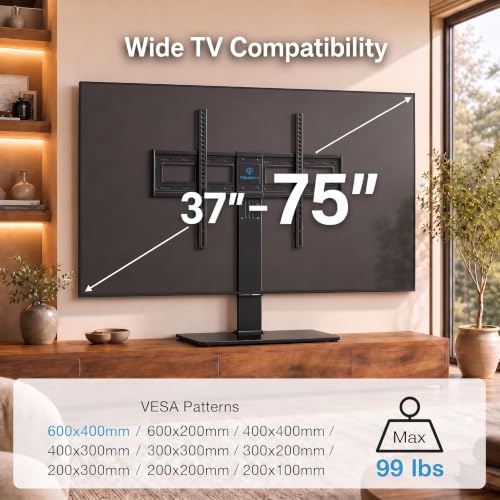 Universal TV Stand Legs for 37-78 Inch TVs with Mounting, Swivel & Height Adjustment - Black