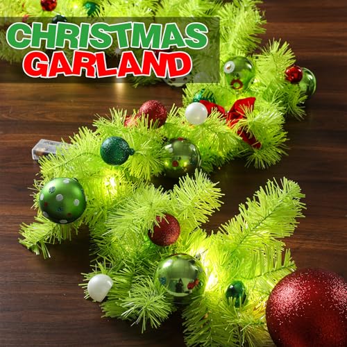 Jutom 6ft Norfolk Pine Christmas Garland, Whimsical Holiday Decor