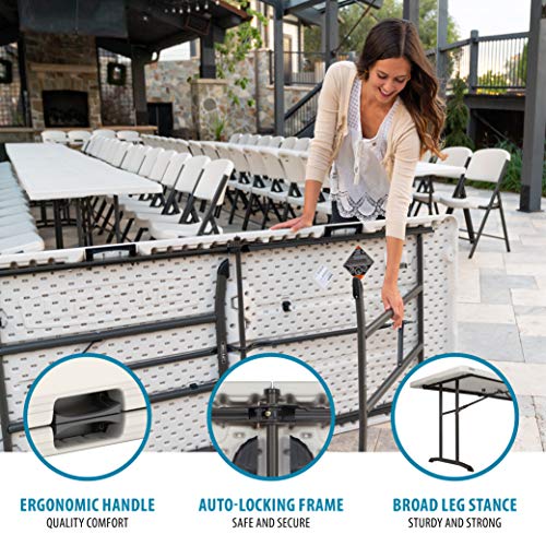 Lifetime 6-Foot Commercial Fold-in-Half Table - Almond, Indoor/Outdoor, Heavy Duty