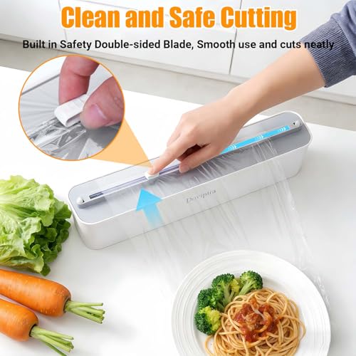 Dovipira 2 Pack Large Magnetic Plastic Wrap & Foil Dispensers Gray & White