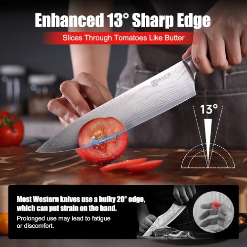 PAUDIN 8-Inch Chef Knife - High Carbon Stainless Steel Kitchen Knife with Ergonomic Handle