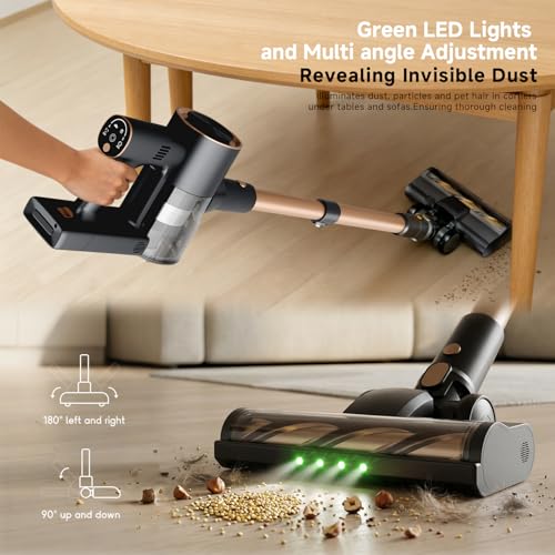 Cordless Stick Vacuum Cleaner with Powerful 45KPA Suction, 45 Min Runtime & Detachable Battery