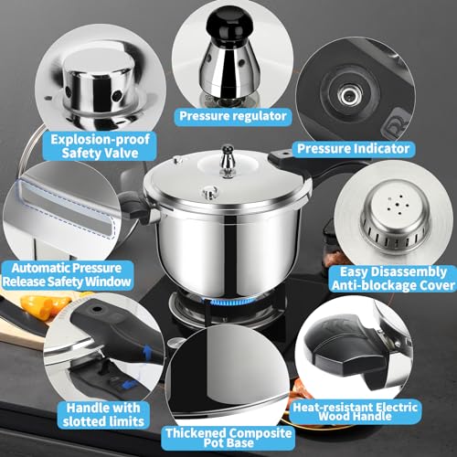4.2 Quart Stainless Steel Pressure Cooker - Induction Compatible, Safety Devices